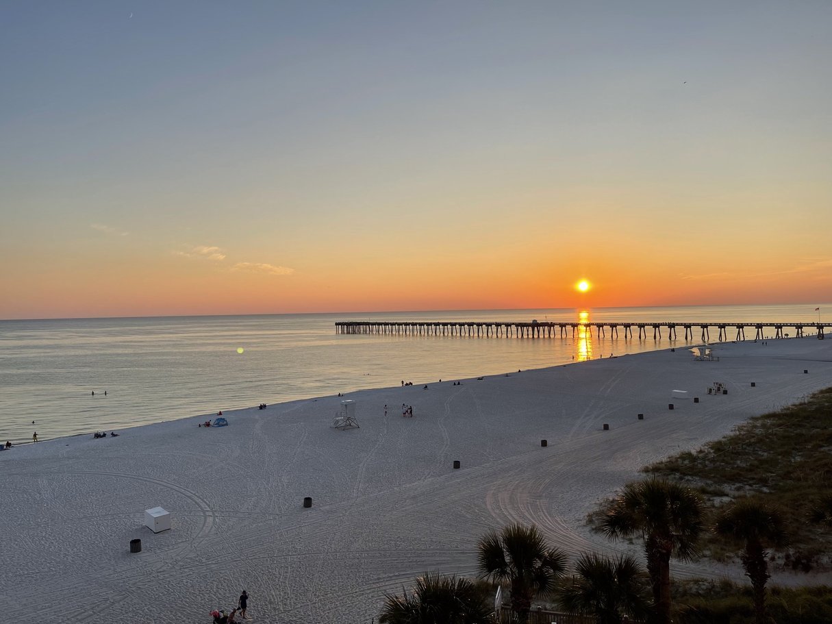 Sunset over the Gulf beside Russell-Fields City Pier
