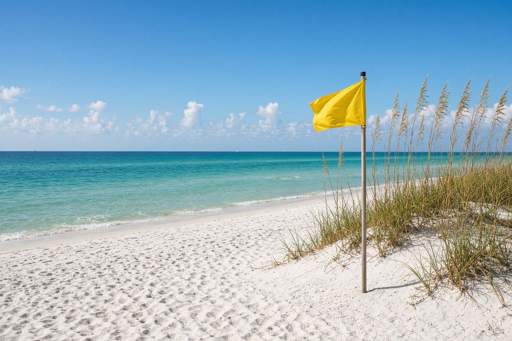 A beach flag on the sand at Panama City Beach