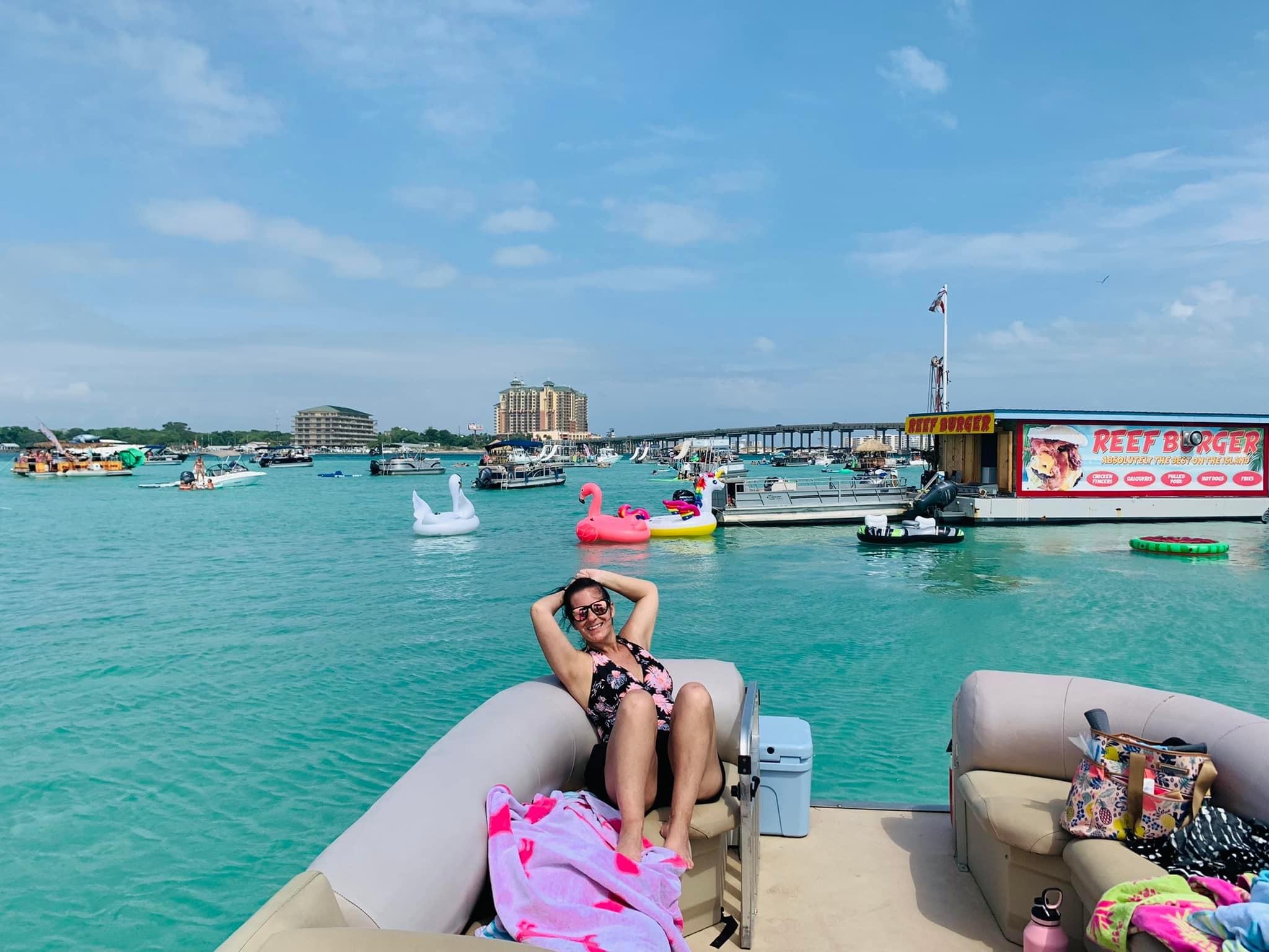 Reef Burger tied up at Crab Island near Destin