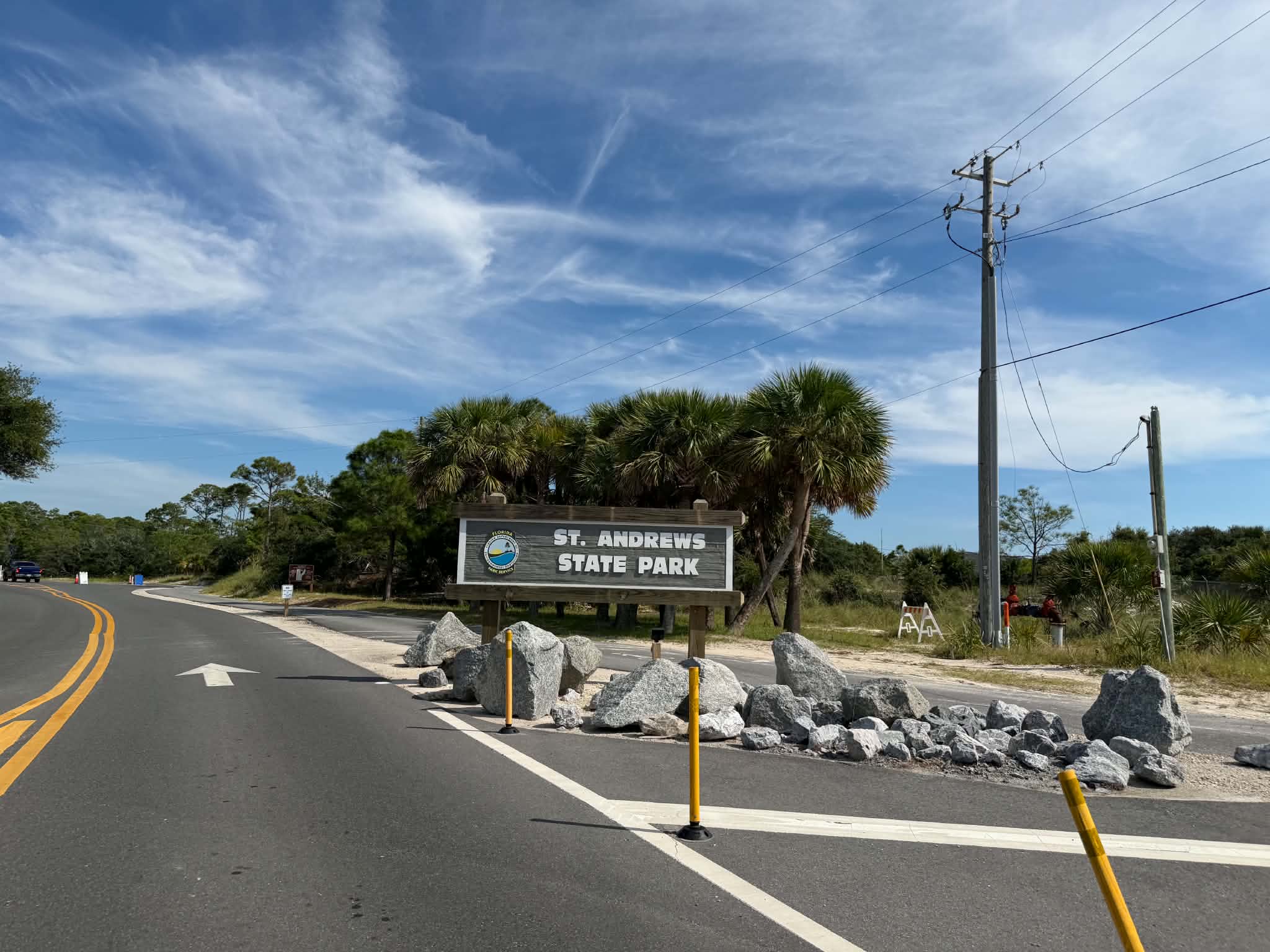St. Andrews State Park entrance sign